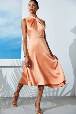Elie Tahari Dresses & Jumpsuits|Sleeveless Dresses-Twist Neck Satin Dress