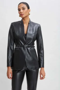 Elie Tahari Jackets & Blazers|Suiting-Vegan Leather Belted Blazer
