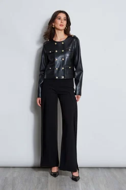 Elie Tahari Jackets & Blazers|Suiting-Vegan Leather Crest Button Jacket