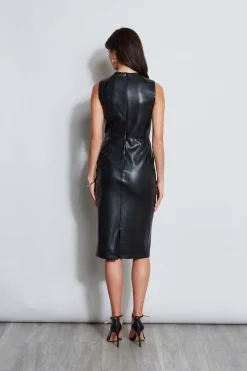 Elie Tahari Dresses & Jumpsuits|Sleeveless Dresses-Vegan Leather Dart Wrap Dress