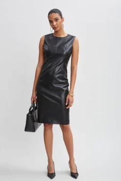 Elie Tahari Dresses & Jumpsuits|Sleeveless Dresses-Vegan Leather Side Panel Dress