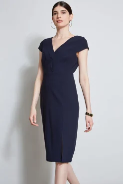 Elie Tahari Dresses & Jumpsuits|Short Sleeve Dresses-V-Neck Crepe Dress