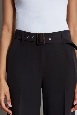 Elie Tahari Bottoms-Wide Leg Cropped Belted Pant